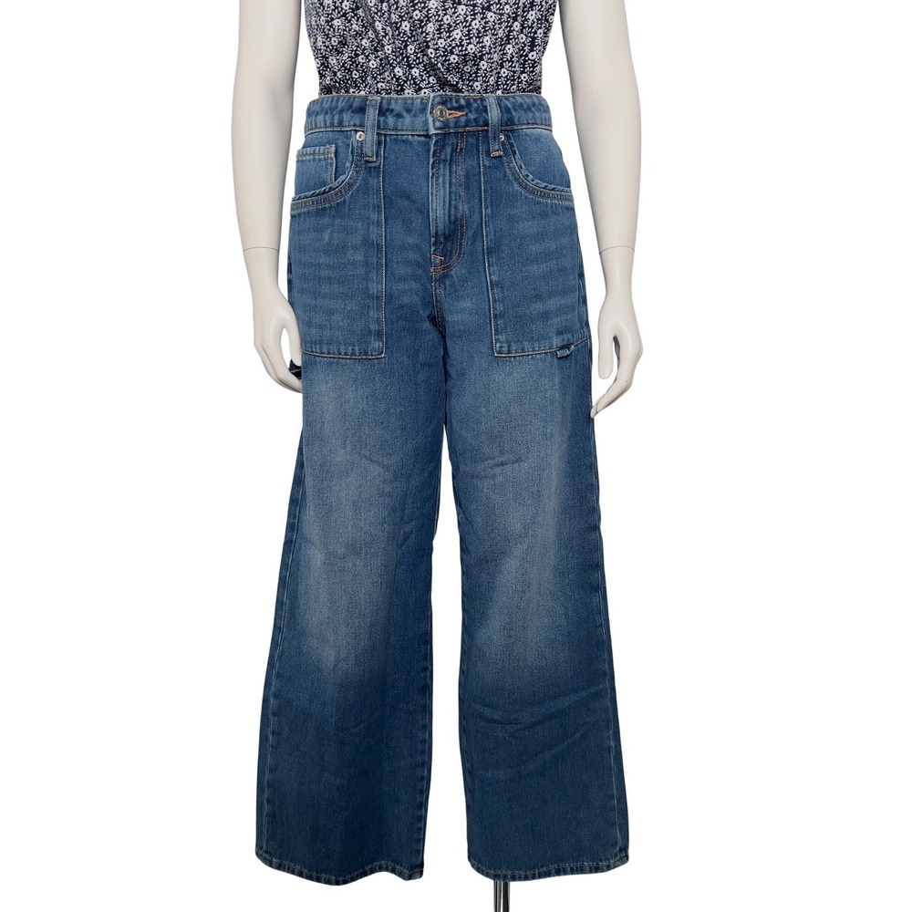 Forever 21 Womens Straight Leg Carpenter Jeans Blue Medium Wash Size 27 Utility - Picture 14 of 16